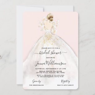 Novia acuarela en invitación a ducha de novia fant