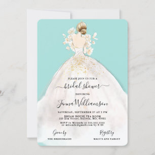 Novia acuarela en invitación a ducha de novia fant
