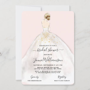 Novia acuarela en invitación a ducha de novia fant