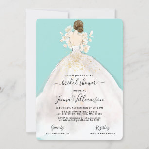 Novia acuarela en invitación a ducha de novia fant