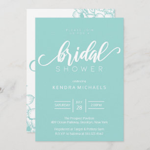 Novia, Aqua Blue Bridal Shower Invitaciones
