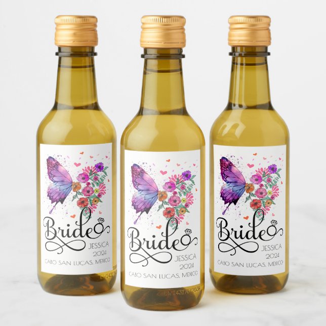 Novia boho Floral Mariposa Nombre Mini Etiqueta de (Botellas)