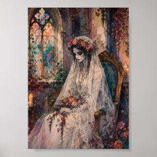 Novia cadáver gótica arte de vidrio emplomado Whim