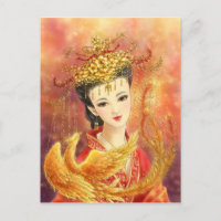 Novia china con la postal de la fantasía de