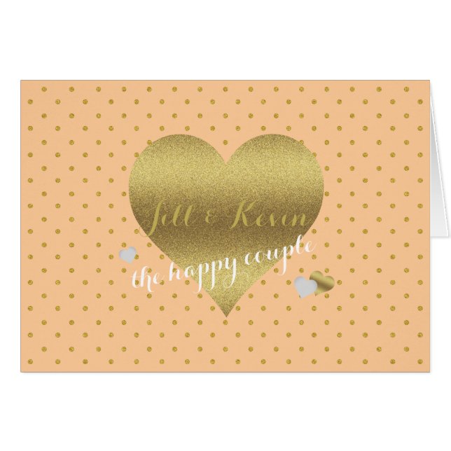 Novia & Co Peach & Gold Heart Fiesta personal Nota (Anverso (Horizontal))