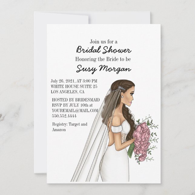 Novia con Boda vestida con una invitación a ducha  (Anverso)