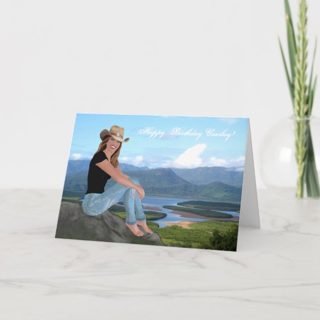 Novia - Cowboy feliz cumpleaños - Tarjeta (Anverso)