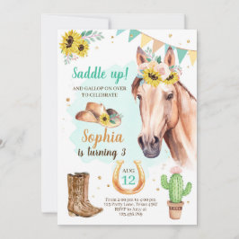 Novia cumpleaños invitación Chica caballo girasole