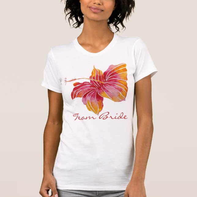 Novia de equipo | Camiseta de flores de Hibiscus e (Anverso)