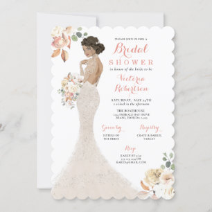 Novia de Glam otoño en invitación a ducha de novia