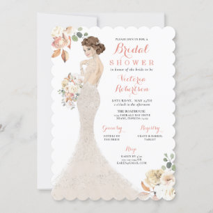 Novia de Glam otoño en invitación a ducha de novia