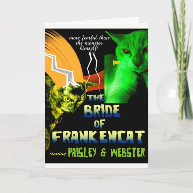Novia de la tarjeta de Frankencat Halloween (Anverso)
