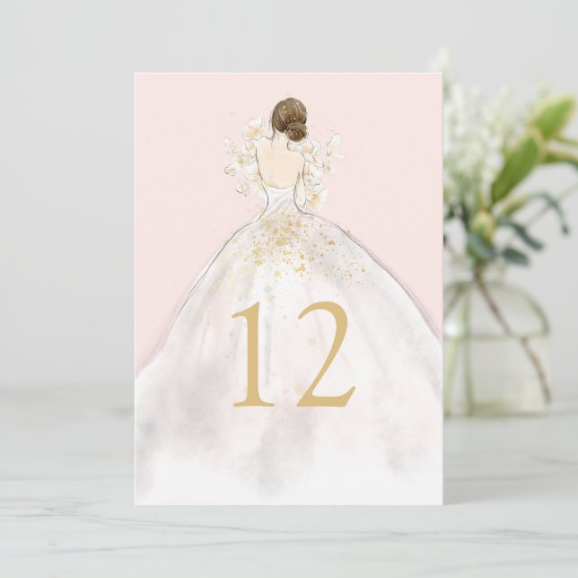 Novia de Magnolia en números de mesa en tono de bu (Anverso de pie)