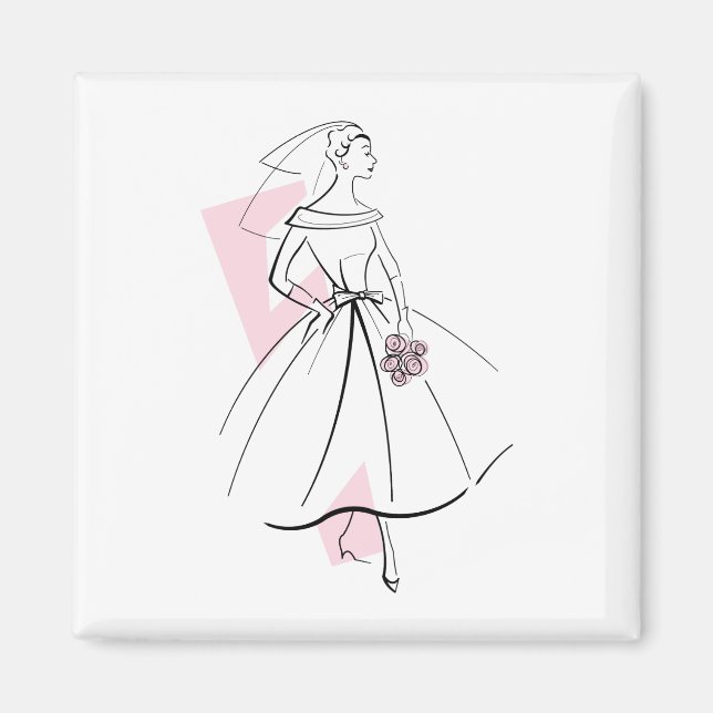 Novia de Moda Rosa imán cuadrado (Frente)