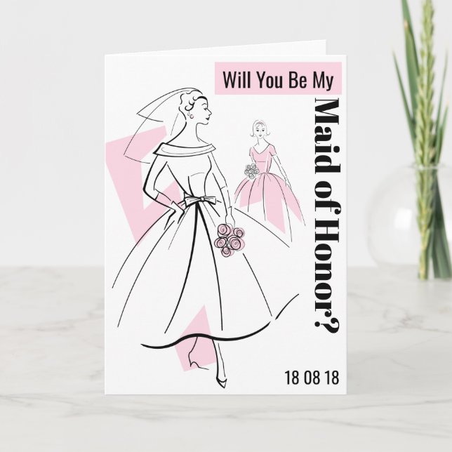 Novia de moda Rosa Sé mi tarjeta de doncella de ho (Anverso)