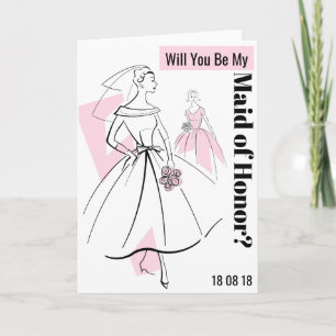 Novia de moda Rosa Sé mi tarjeta de doncella de ho
