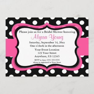 Novia de punto de polka negro rosa o invitación de