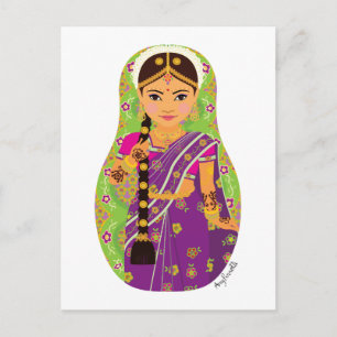 Novia del sur de la India Matryoshka Tarjeta posta