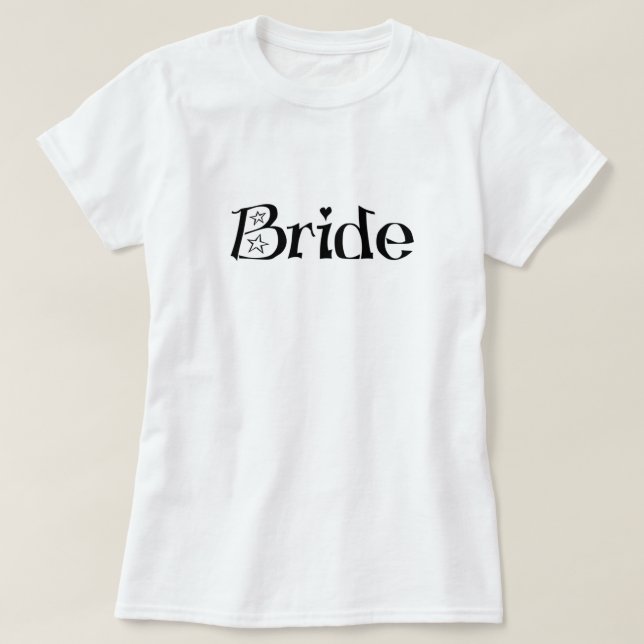 Novia elegante camiseta Boda personalizada negra (Diseño del anverso)