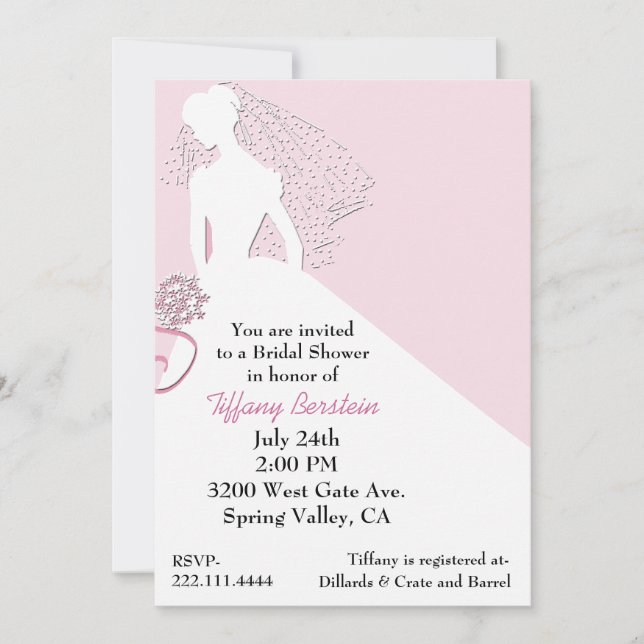 Novia elegante en la invitación nupcial de la (Anverso)