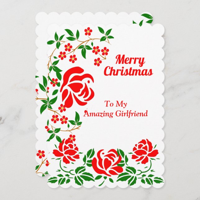 Novia Elegante Feliz Navidad Roses Rojos verdes (Anverso / Reverso)