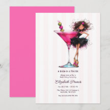 Novia en un Martini de Rosa Brillante Invitación p