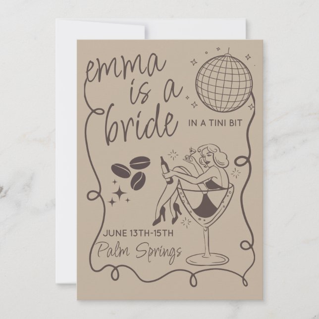 Novia en un pequeño template de invitación para de (Anverso)