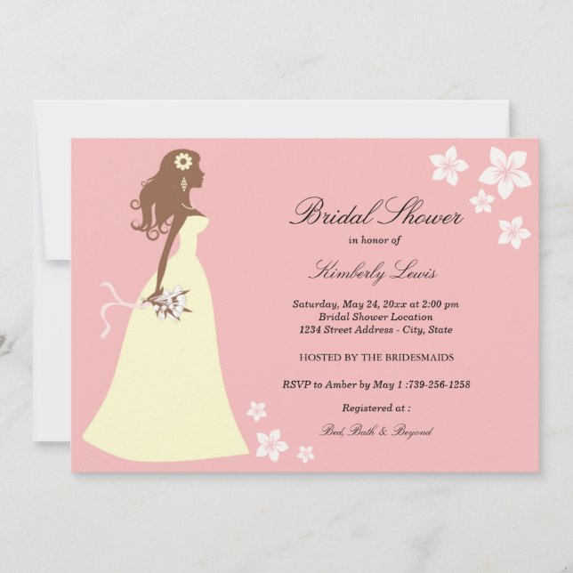 Novia Floral Rosa | Invitación de Despedida de Sol (Anverso)