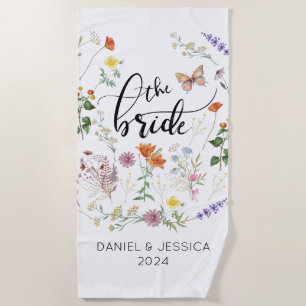 Novia Flores silvestres toalla de playa de maripos
