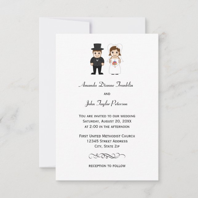 Novia & Groom - Invitación a la boda 3x5 (Anverso)
