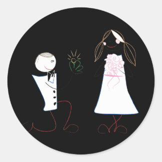 Novia Groom Proponiendo Pegatinas De Boda Clipart