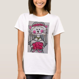 Novia Kitty para ser camiseta con fondo blanco