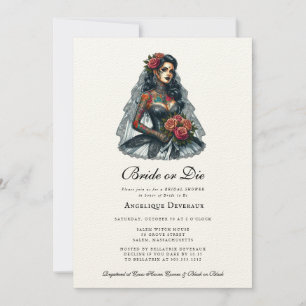 Novia o muerte Elegante Gótico Invitación a ducha