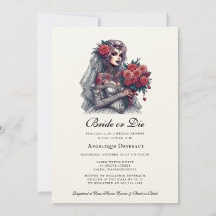 Novia o muerte Elegante Gótico Invitación a ducha
