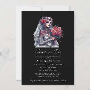 Novia o muerte Elegante Gótico Invitación a ducha 