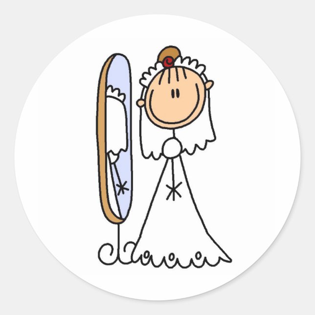 Novia Preparándose Para El Pegatina Boda (Anverso)