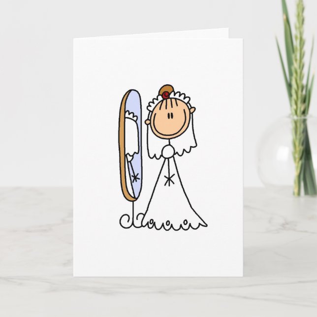Novia Preparándose Para La Tarjeta Boda (Anverso)