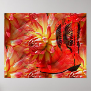 Novia Roja Boots Dahlia Flor Fantasía arte