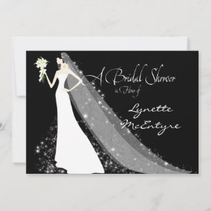 Novia Silhouette Boda Velo Velo Noche Invitación