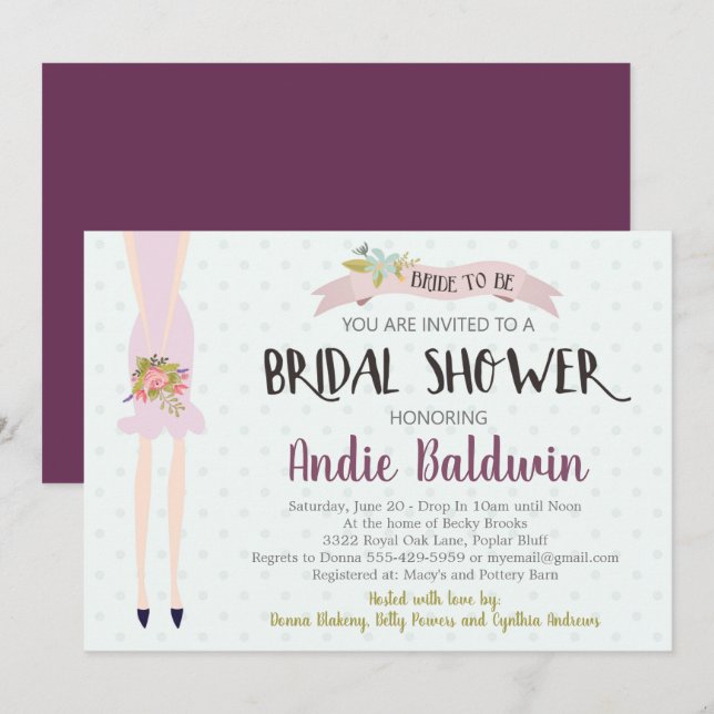 Novia Silhouette Bridal Shower Invitación (Anverso / Reverso)