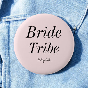 Novia Tribu Rosa Blush Negro Botón de Boda