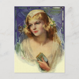 Novia Vintage con una Biblia, Tarjeta de Boda Save