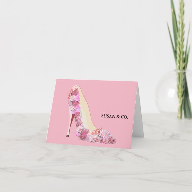 Novia y compañía de tacones florales rosados Nota  (Anverso)