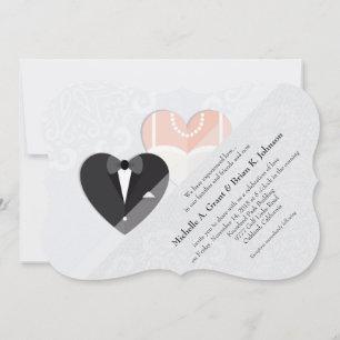Novia y crema dentro de la invitación a la boda de