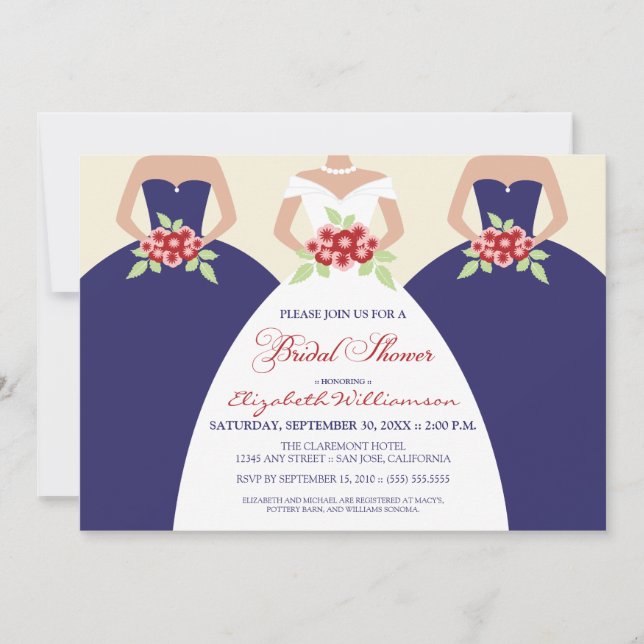 Novia y damas de honor Invitación a la ducha de no (Anverso)