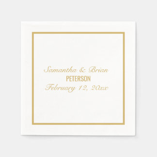 Novia y Groom elegante boda de oro servilleta