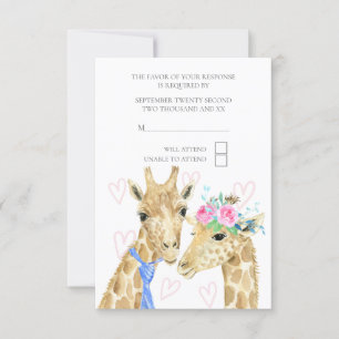 Novia y Groom Giraffe Wedding RSVP