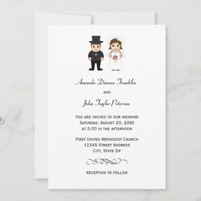 Novia y Groom - Invitación a la boda (Anverso)