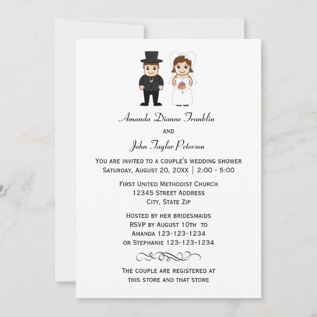 Novia y Groom - Invitación a la ducha de la pareja (Anverso)