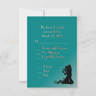 Novia y Groom Verde azulada RSVP